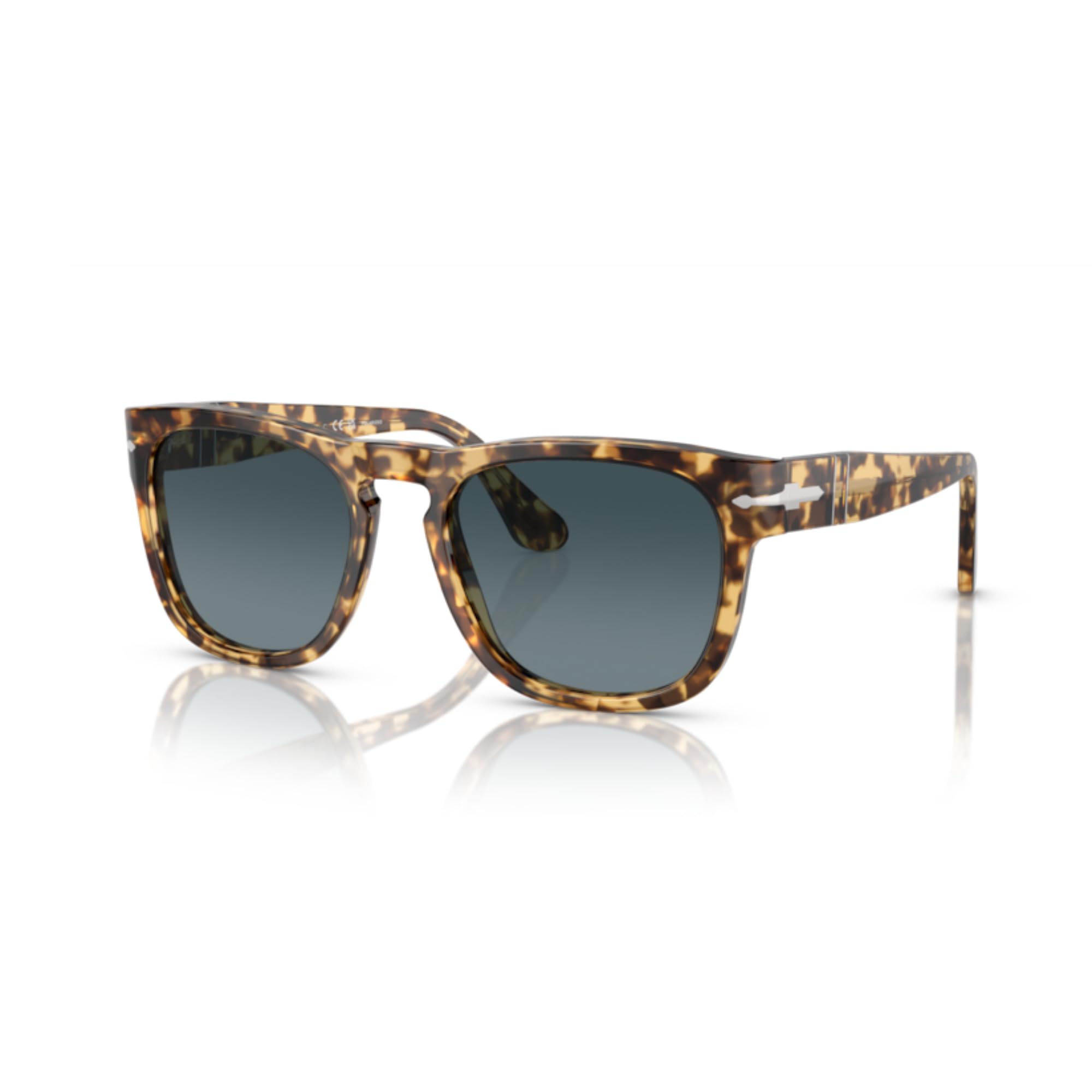 Persol Elio PO3333S 1056S3 51MM Beige Tortoise/Crystal Lens Blue Gradient Dark Blue Polarized Square Sunglasses for Men for Women +Bundle with Accessory Eyewear Kit