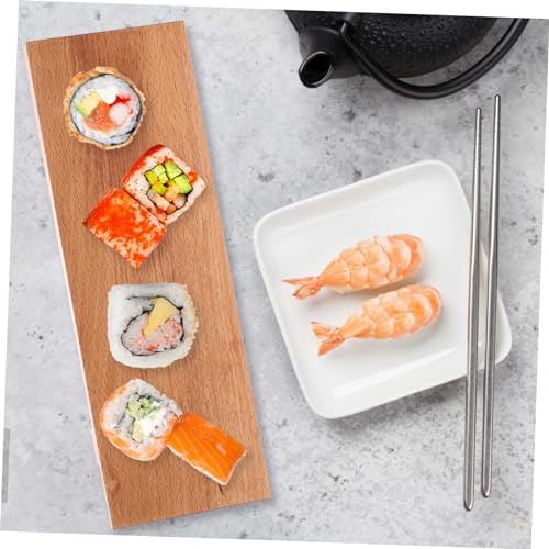 Plato para sushi y sashimi de madera color beige miniatura 3