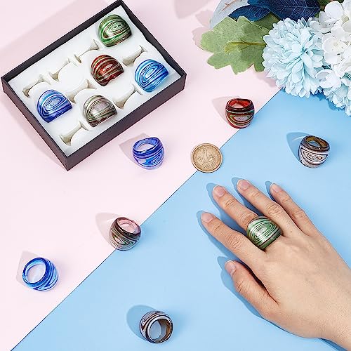 UNICRAFTALE 12pcs Colorful Glass Rings 17~19mm Inner Dome Knuckle Finger Ring Retro Glass Mixed Color Transparent Vintage Aesthetic Trendy Colorful Rings Jewelry Party Handmade Gift3