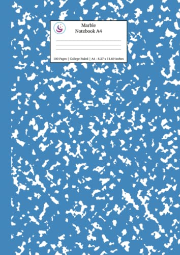 Marble Notebook A4: Blue Marble College Ruled Journal: 2