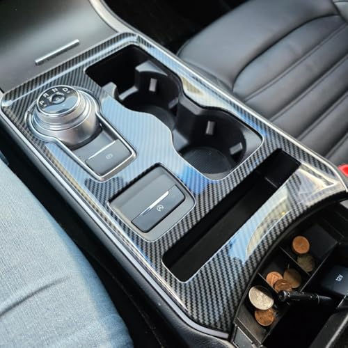 Kolya for 2019 2020 2021 2022 2023 2024 Ford Edge Accessories Center Console Gear Shift Panel Cover Water Cup Holder Trim Cover (Carbon Style) by Kolya - Used condition - Image 5