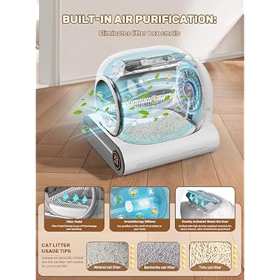 Automatic Litter Box, (2026) Multi-Function Upgrade Robot Self Cleaning Litter Box for Multiple Cats, 65L+9L Extra Large, APP Control, Deodorization, 3 Rolls Litter Bag Liners, 1 Odor Eliminator