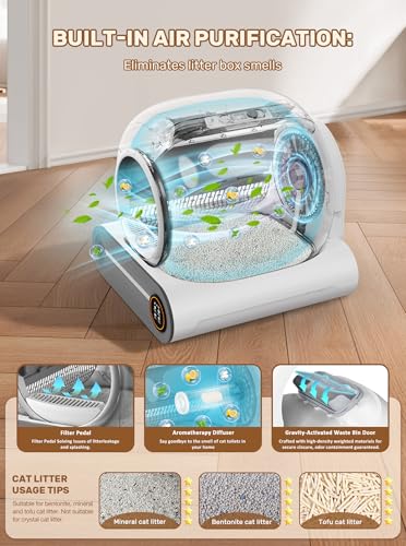 Automatic Litter Box, (2026) Multi-Function Upgrade Robot Self Cleaning Litter Box for Multiple Cats, 65L+9L Extra Large, APP Control, Deodorization, 3 Rolls Litter Bag Liners, 1 Odor Eliminator - Image 5