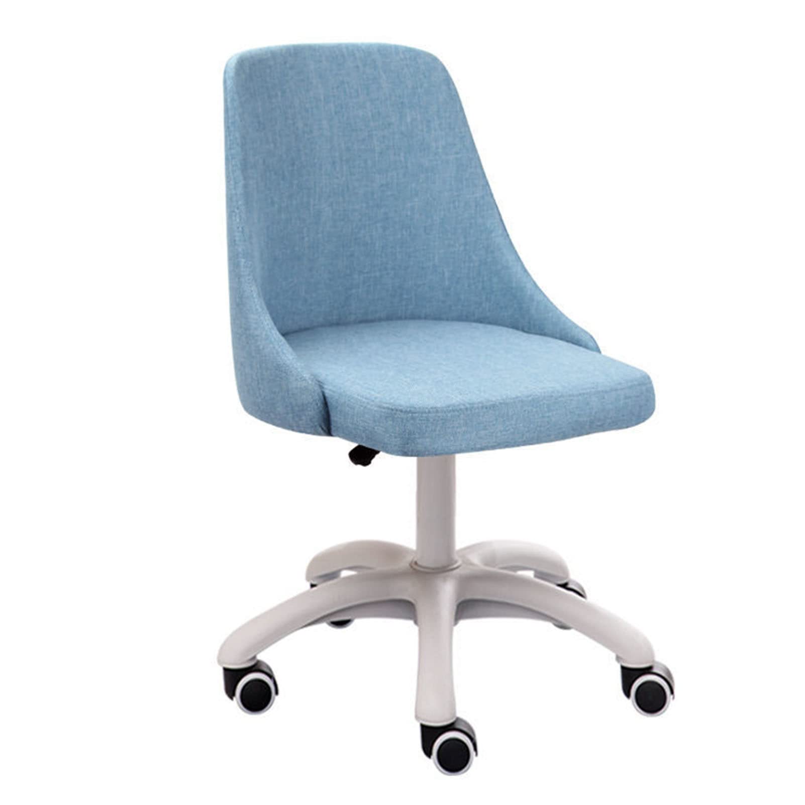 Chaise de bureau mignonne en tissu bleu avec dossier confortable