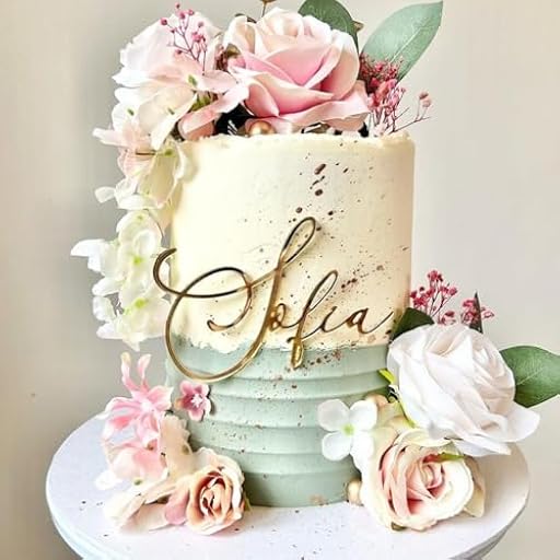 Letrero personalizado con nombre de tarta, acrílico personalizado, decoración de pastel para cumpleaños, baby shower, boda, despedida de soltera, aniversarios (7 pulgadas, 8 cm) | Ya disponible en tu tienda friki favorita! En mundofriki.es!