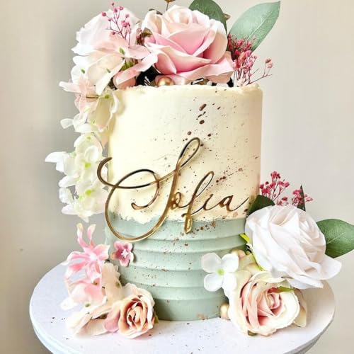 Letrero personalizado con nombre de tarta, acrílico