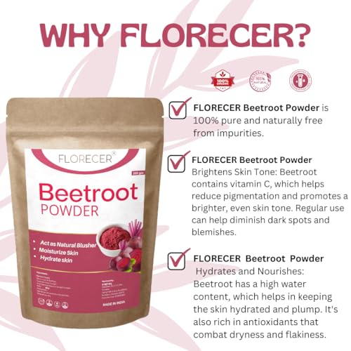 Image of Florecer Organic Beetroot Powder For Face, Skin & Hair And Lips- 100 Gram