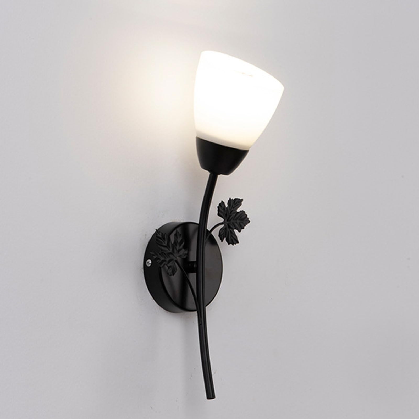 AWEITG American Vintage Style Wall Sconce - Black and Gold Indoor Lighting Fixture, Durable Iron Flower Shape Lamp G9 Light Source(A-dark2)