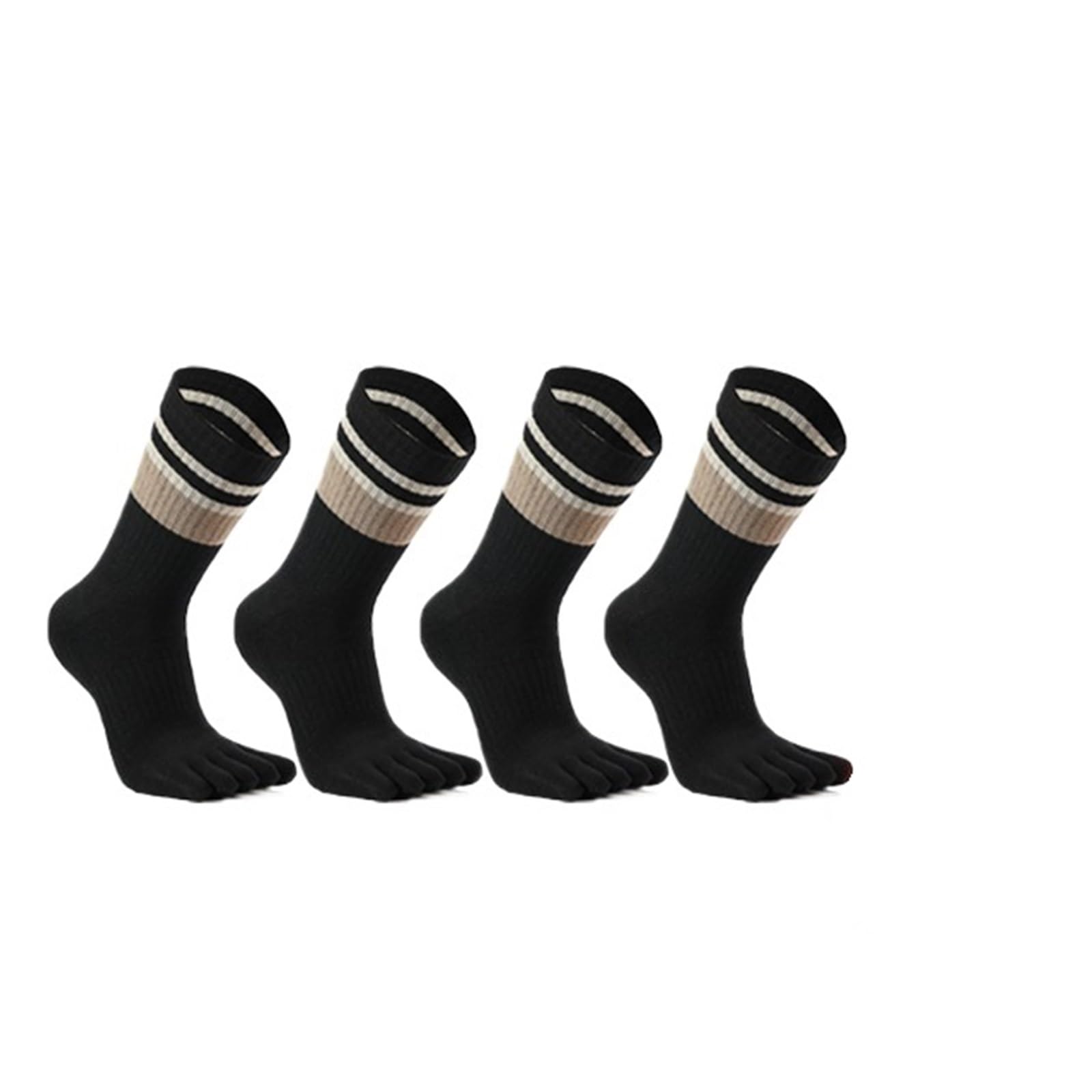 Chaussettes 5 Doigts 5 paires de chaussettes à orteils for hommes, en coton rayé, épais, doux, élastique, absorbant la sueur, garde au chaud, robe de soirée, longues, 5 doigts, chaussettes joyeuses(Bl