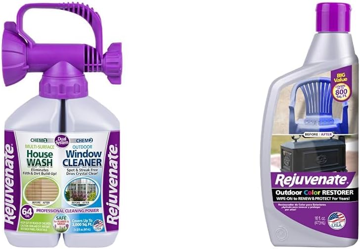 Rejuvenate Dual Outdoor Window & Siding Cleaner Bundle with Color Restorer for Faded Possessions (16oz)
