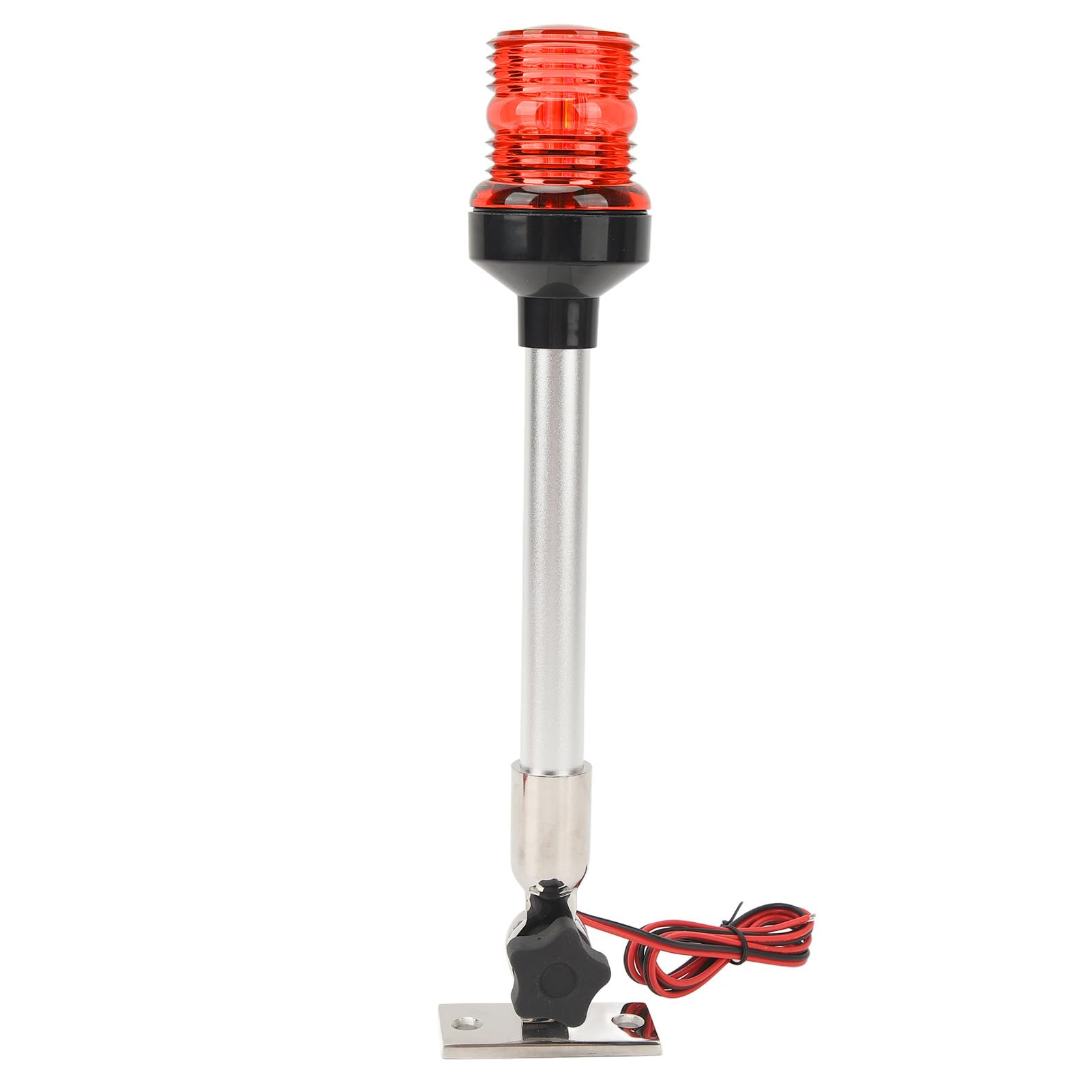 Qqmora Luce di Poppa a LED Pieghevole a 360 Gradi per Barche da Pesca, Yacht, Marine, Base Stabile e Asta per Alta visibilità, Adatta per Uso Marino (Rosso)