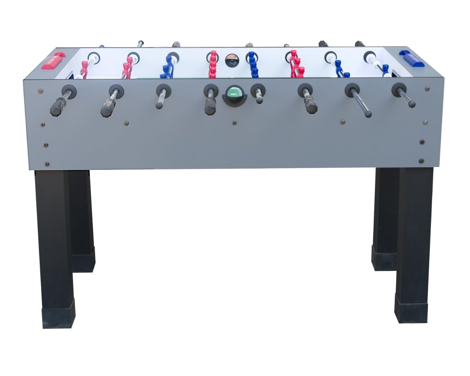 Calcio Balilla Regolamentare Olimpico per Interno - Aste Telescopiche o Passanti, Colori Rosso e Grigio Cemento - Calcio Balilla per Famiglie e Bar, Stabile e Robusto