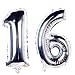 AZOWA 40’’ Big Sweet 16 Mylar Balloons Jumbo Sixteen Helium Number balloons for Sweet 16 Birthday Decorations by (Silver, 40'')