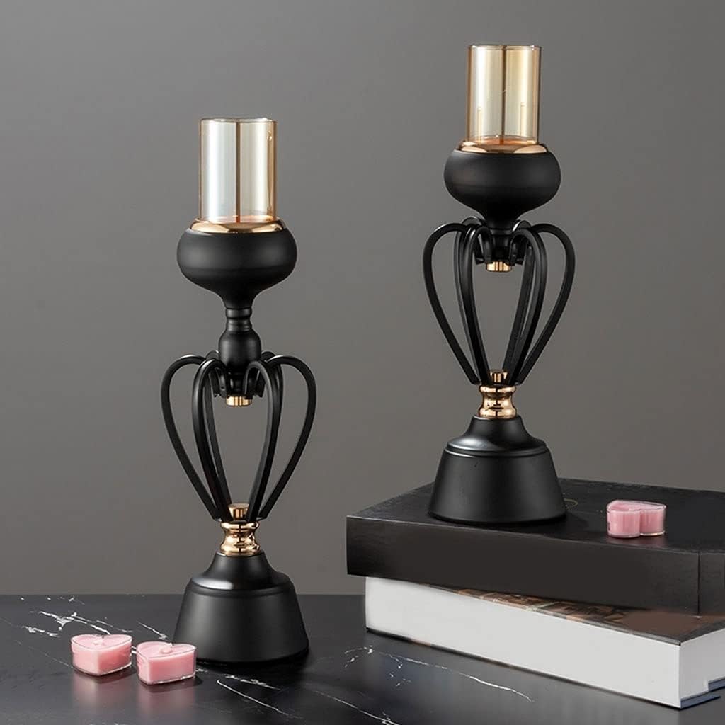 candle-holder Iron Candle Holder Stand Modern Minimalist Dining Table Candle Holder Light Luxury Home Living Room Bedroom Glass Candle Holder candlestick(Small)