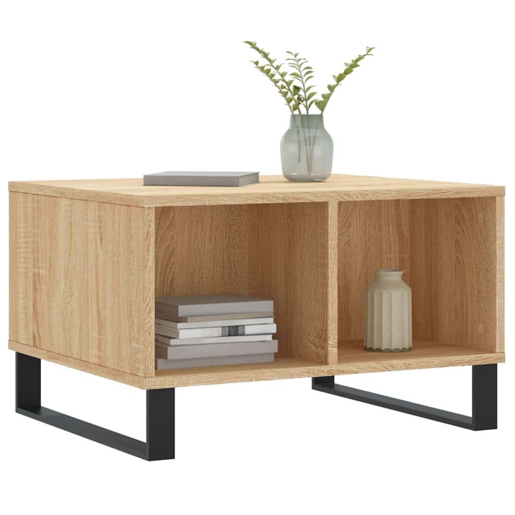 Homgoday Table basse en chêne sonoma de 60 x 50 x 36,5 cm, en bois d'ingénierie, table d'appoint pour salon, salle de réception d'invités, chambre à coucher et mobilier de bureau