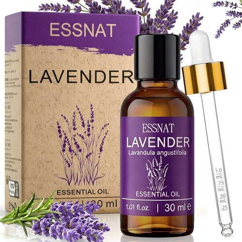 ESSNAT Huile Essentielle Lavande 30 ml – Huile Essentielle De Lavande 100% Naturelle, Issue De La Lavande Vraie, Idéale Pour Aromathérapie, Diffuseur, Massage, Bain, Soins De La Peau Et DIY