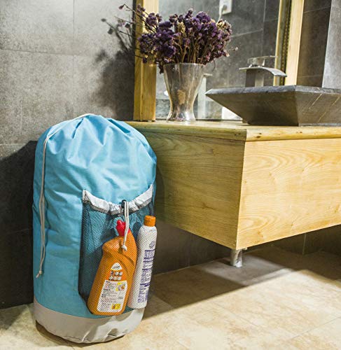Amelitory Large Backpack Laundry Bag With A Strong Shoulder Strap Storage Bag Drawstring Closure Lake Blue #TOP4