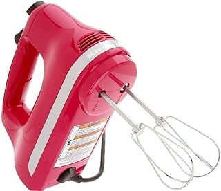 KitchenAid KHM926QCB 9-Speed Digital Hand Mixer with Turbo Beater II Accessories and Pro Whisk - Cranberry (Renewed)