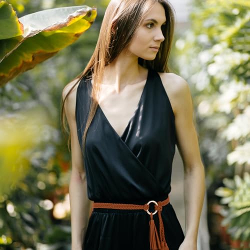 TIESOME geflochtener Taillengürtel Damen, Mode Taille Kette Damenkleid Gürtel Taillengürtel Dünner Fransengürtel Fransenkettengürtel für Kleid Jeans Flechtgürtel Hüftgürtel Dekorativer Kleidgürtel