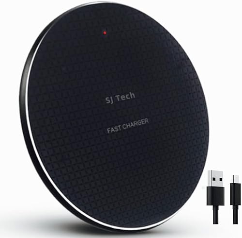 SJ Tech - Cargador inalámbrico almohadilla de carga inalámbrica rápida de 10 W máx compatible con iPhone 1414 Plus14 Pro14 Pro Max131211X Samsung