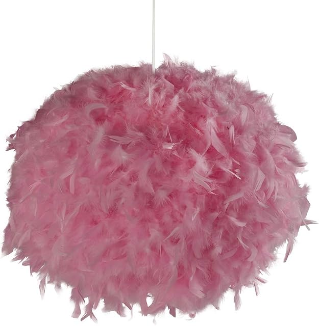 Britalia COR1001 Cortona Pink Feather Contemporary None Electric Pendant Shade 50cm | Fits to Existing Ceiling Lamp Holder