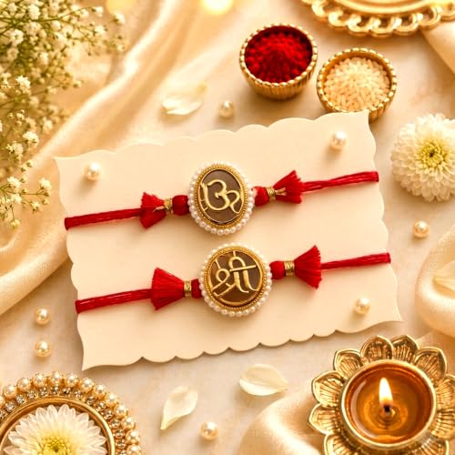 Image of CraftVatika Kundan Rakhi Set for Brother Set of 2, Designer Peacock Rakhi for Brother Boy Men, Premium Kalash Raki for Bhaiya, Traditional Rakshabandhan Rakhis with Best Wishes Card and Tillak Set