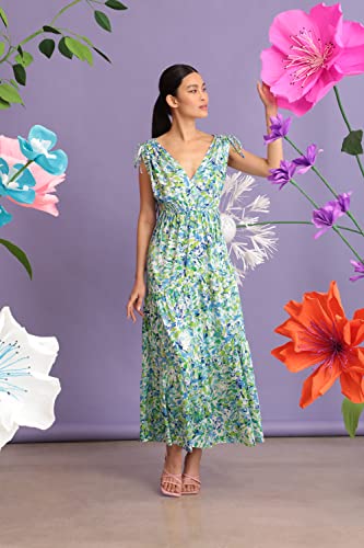Image of Maggy London Women's Tiered Maxi with Shoulder and Waist Drawstring Details