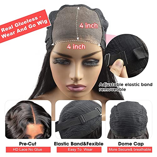 Wear And Go Glueless Wig Precut Lace,20 Inch Curly Lace Front Wig Human Hair,180 Density 4X4 Closure Wigs Human Hair For Black Women,Glueless Wigs Human Hair Pre Plucked Pre Cut Lace Glueless Wig Wear And Go #TOP3