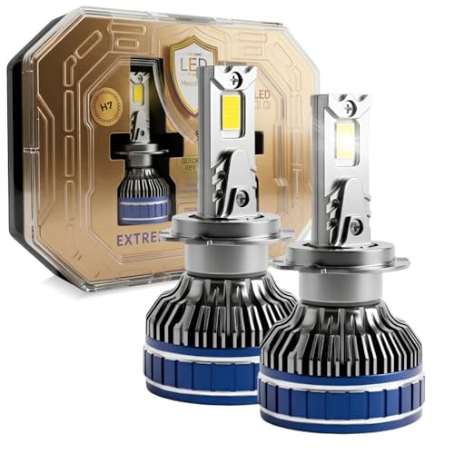 Image of Carzex Smart AI H7 LED Headlight Bulbs for Cars, 250W (125 Watts x 2), 18,000 Lumens Super Bright Conversion Kit for Cars, 6500K Cool White, AI App Controlled | Set of 2 | 1 Year Warranty