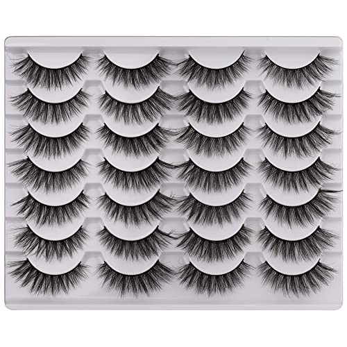 JIMIRE False Eyelashes Natural Wispy Lashes 3D Faux Mink Cat Eye Fake Lashes 14 Pairs Pack
