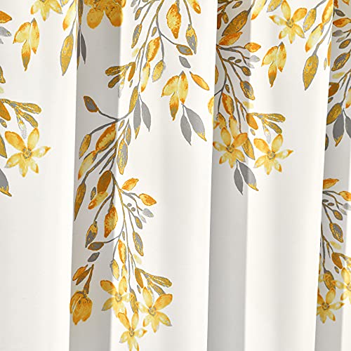 Lush Decor Tanisha Curtains Room Darkening Floral Vine Print Design Window Panel Set (Pair), 52" W X 63" L, Navy & White #TOP26