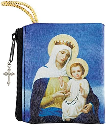 Vinyl Zipper Rosary Pouch with Full Color Printed Our Lady of the Rosary Image, 3 Inch image 3