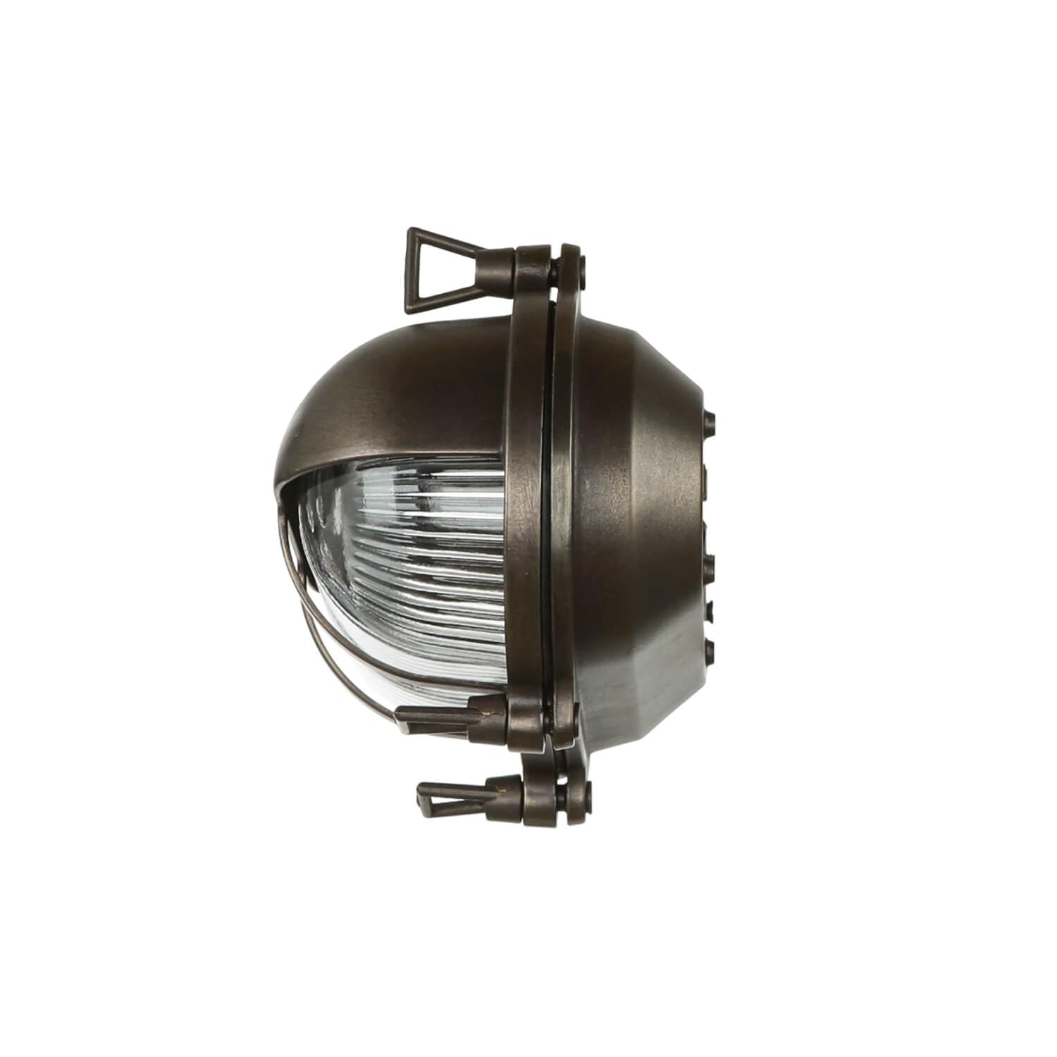 Licht-Erlebnisse Outdoor Wandleuchte Messing Glas Schwarz Antik IP64 Garten Haus H:13 cm E27 Schiffsleuchte oval Maritime Wandlampe Außen SKIATHOS