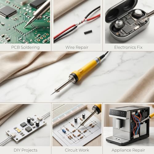 Image of Witty Fox Soldering Iron 60W with EU Plug for Electronics Repair, Wiring, PCB Work, DIY Projects & Home Use | Fast Heating Electric Soldering Iron for Circuit, Cable & Hobby Use