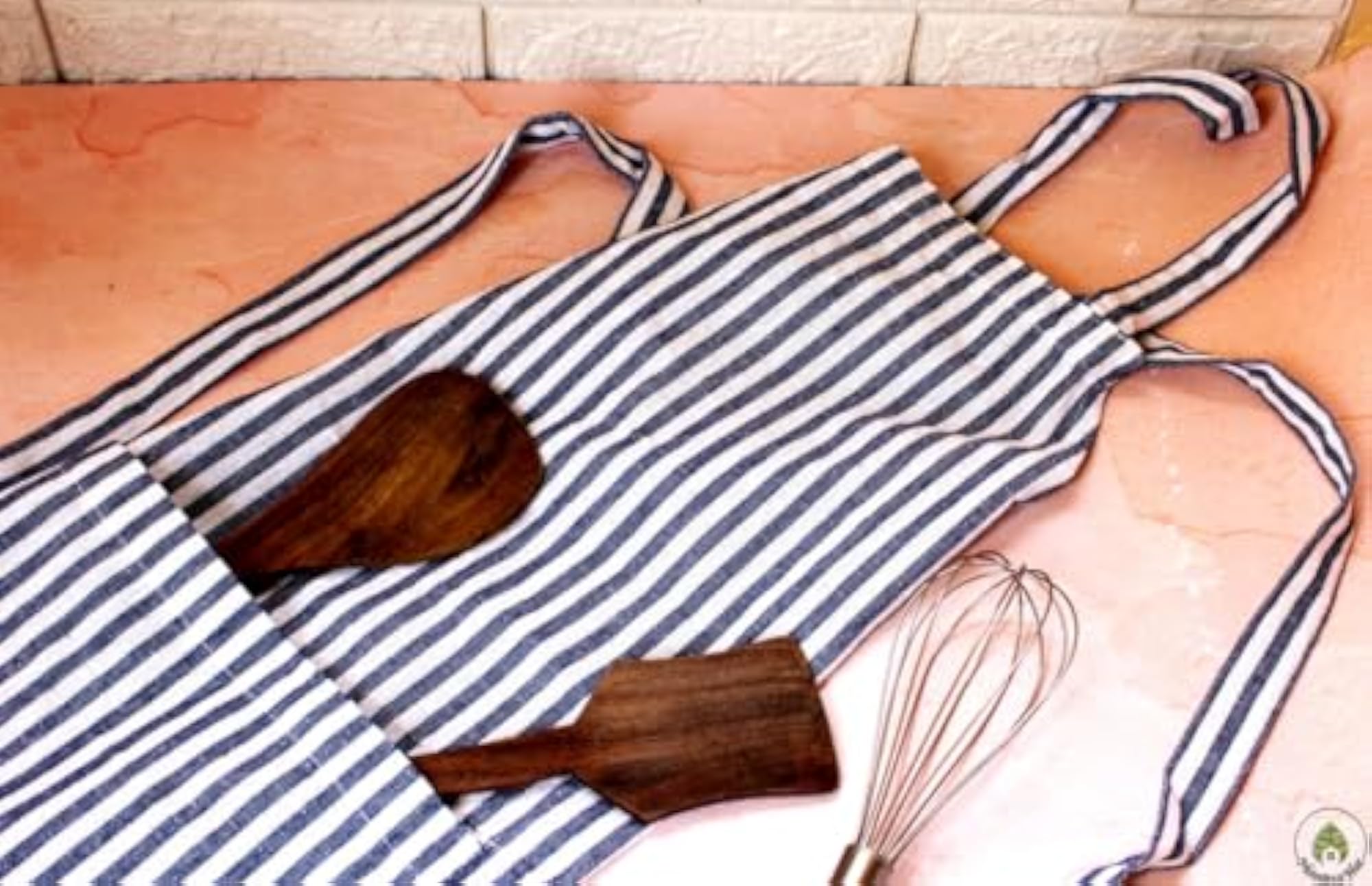 Cotton Kitchen Apron with Strips Pattern, Pack of 2