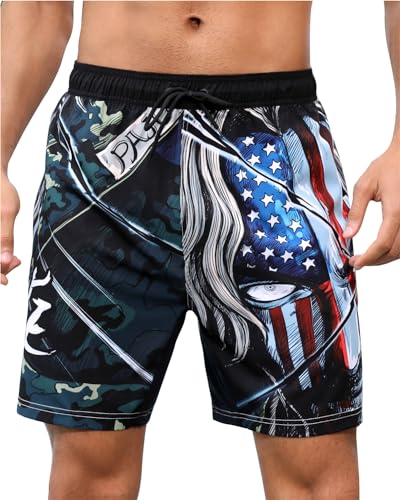 PAJUYE Mens Swim Trunks Beach Shorts - Swimming Shorts with Mesh Liner and Zipper Pocket Quick Dry UPF 50+