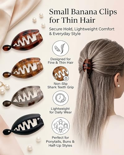 Pinzas Banana pequeñas para cabello fino, 4 piezas miniatura 2