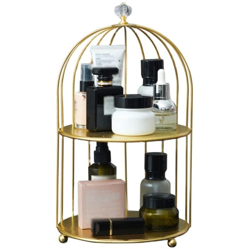 Metal Bird Cage Cosmetic Storage Rack Lipstick Perfume Skin Care Products Finishing Display Rack Desktop Storage Objects