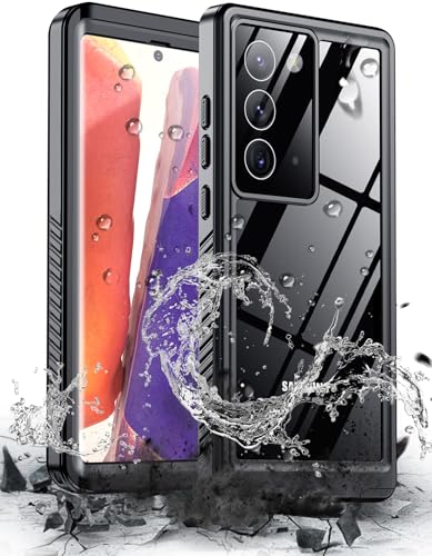 Hualele for Samsung Galaxy Note 20 Case Waterproof, Built in Lens & Screen Protector Rugged Full Body Heavy Duty Protective Military Grade IP68 Underwater Cover Case for Galaxy Note 20 Black