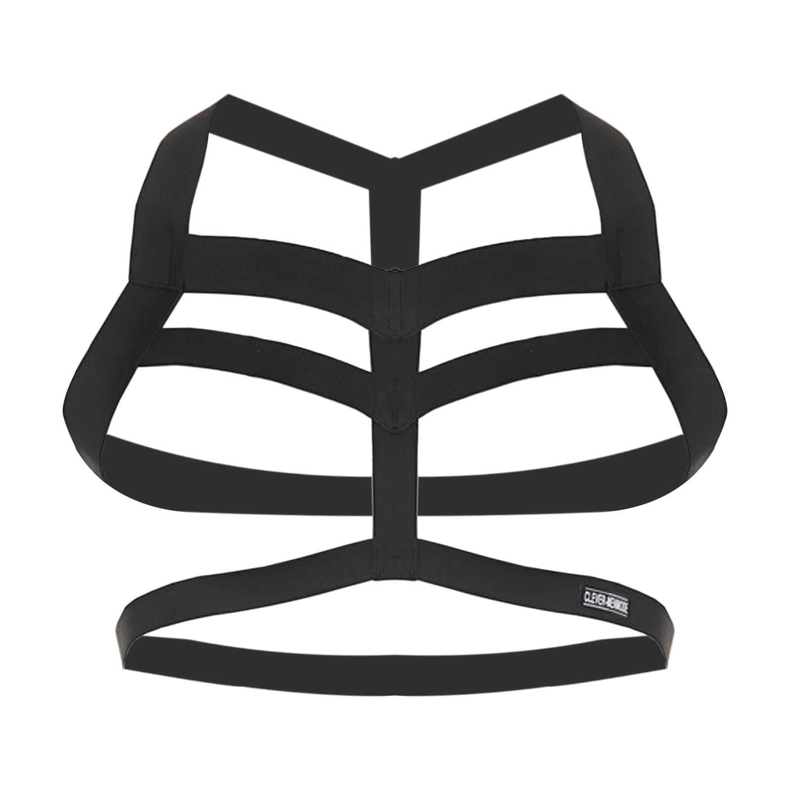 Uomo Imbracatura Cintura Nylon Elastico Corpo Petto Tracolla Sexy Halter Cosplay Club Wear (H-Nero)