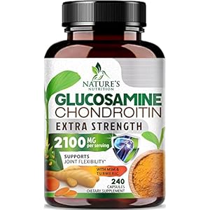 Glucosamine Chondroitin Turmeric Msm Boswellia Complex – Triple Strength Glucosamine Capsules, Joint Support Supplement – Support for Joint Health and Mobility with Quercetin Bromelain – 240 Capsules