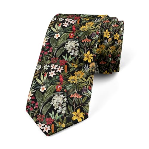 BHHJKK Corbatas florales coloridas para hombre, 57 x 3.2 pulgadas, noche de verano, naturaleza, corbata negra, blanca y amarilla, corbata formal para hombre, corbatas de jardín de primavera para