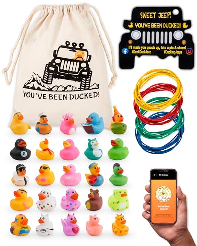 Jeep Ducks for Ducking Kit-76 Piece kit Including Rubber Ducks, Duck Duck Jeep Bag, Jeep Ducking Cards & Rubber Bands Plus Official Duck Duck Jeep Mobile App (Jeep Ducks for Ducking Assortment A)
