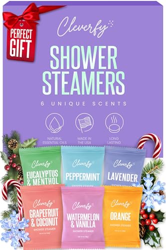 Cleverfy Shower Steamers Aromatherapy – Stocking Stuffers for Teen Girls, Women and Wife – Christmas Gifts for Teens and Women – White Elephant Gifts for Adults – 6 Tablets