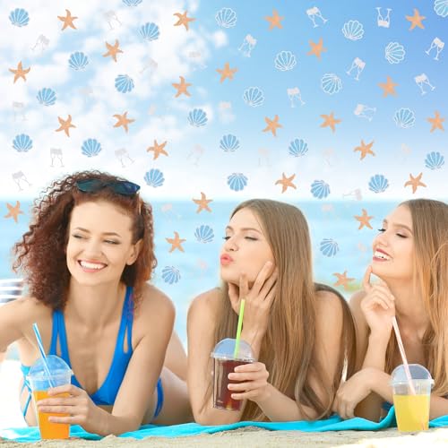 Image of Whaline 300 Pcs Last Toast on The Coast Table Confetti Bachelorette Party Confetti Glitter Shell Starfish Wine Cup Table Centerpieces for Coastal Beach Bridal Shower Wedding