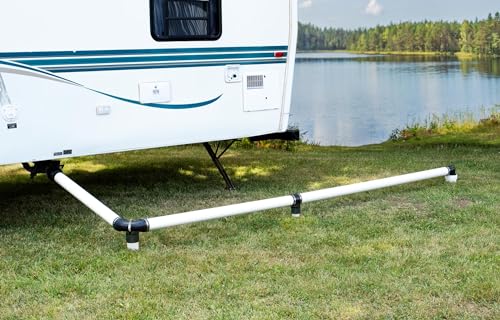Image of Fernco QwikCamp RV and Camper Sewer Waste Plumbing Connection System Kit with Slip Fit Coupling Adapter for 3-in. PVC Pipe and Pipe Stands (Black)