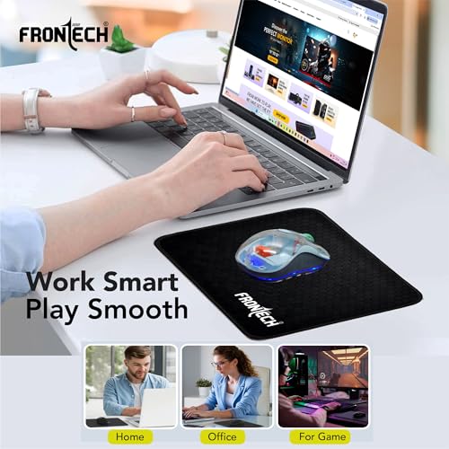 Image of FRONTECH Premium Mouse Pad | Micro-Textured Precision Surface | Anti-Slip Rubber Base | Durable Stitched Edges | Water & Heat Resistant | 232mm x 182mm x 2mm | 1 Year Warranty (MSP-0062 Black)