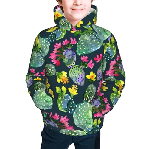 Watercolor Cactuses Kid Hoodies Boys Sweatshirts Girls Pullover with Pocket3