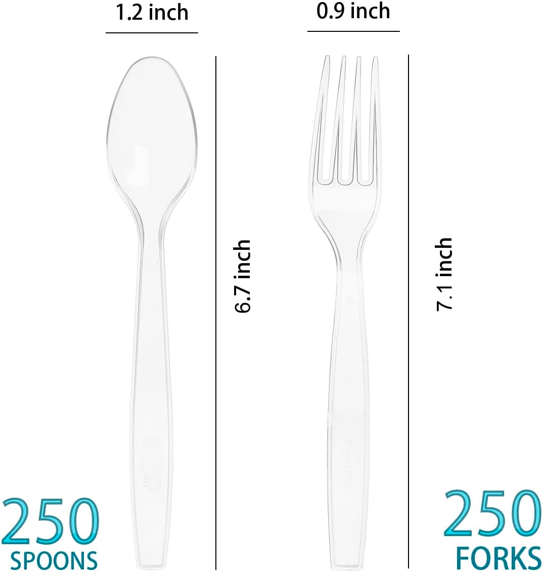 MOACOCK 500 Count Plastic Silverware, Heavy Weight Plastic Forks Spoons Disposable Utensils Cutlery Set for Wedding Party Supplies Everyday Use