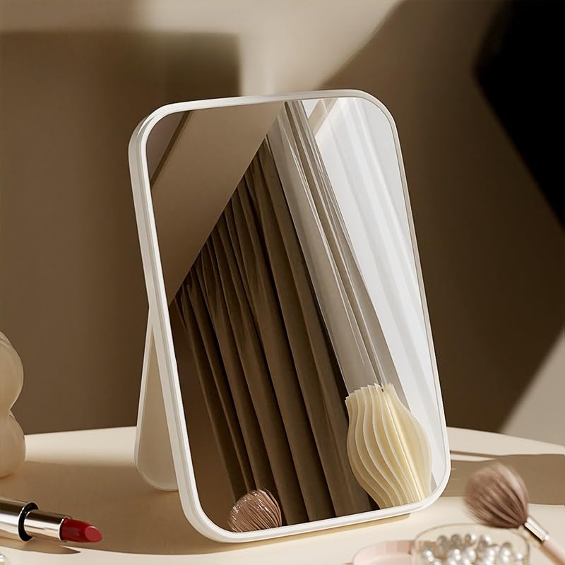 Espejo de Maquillaje Cuadrado Plegable Portátil Blanco
